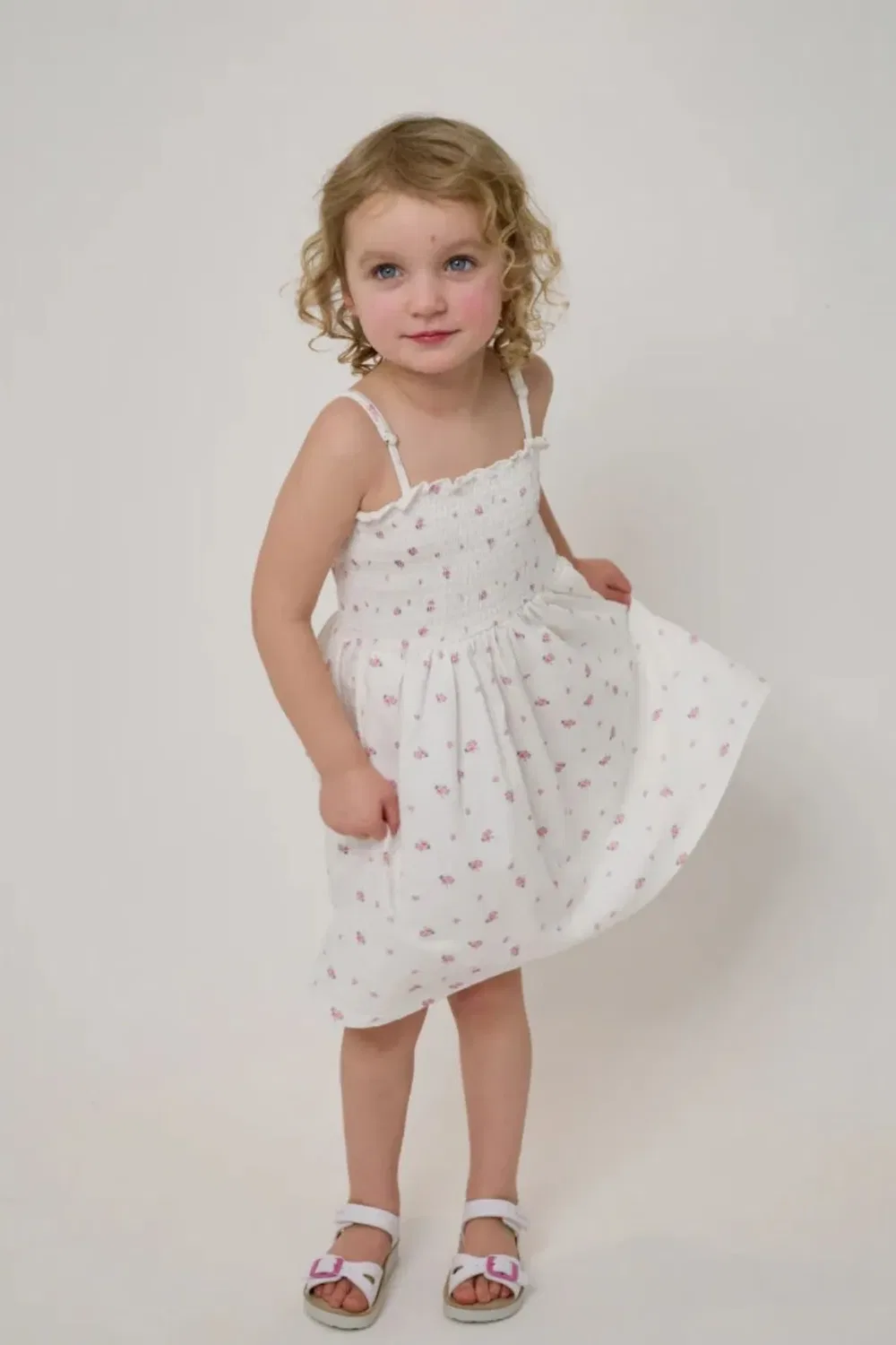 Детское платье из футера с цветочным принтом Let'S Play Floral Jersey Dress Dotty Dungarees, Cream — фото 4