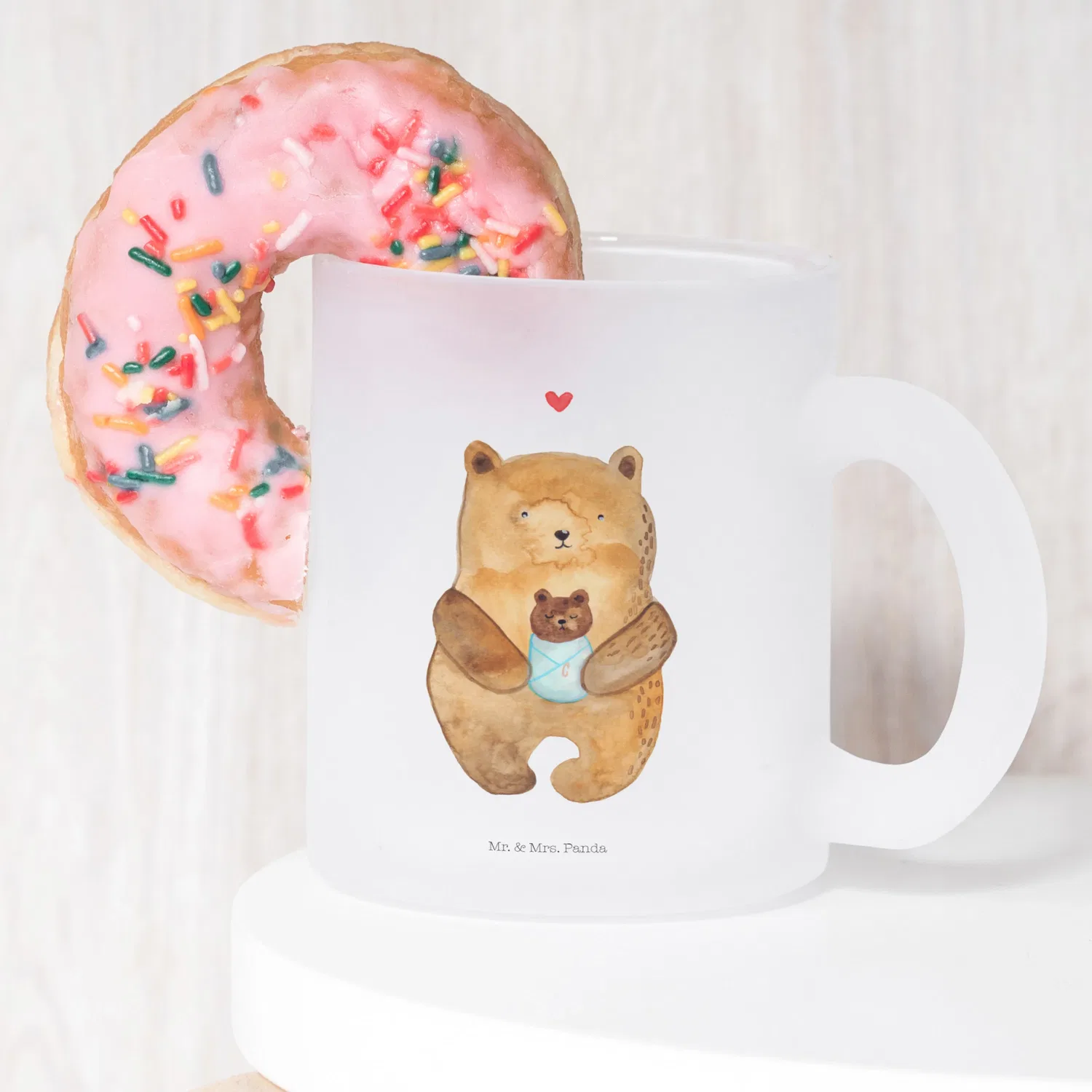 Кружка детская прозрачная Becher Bär Baby ohne Spruch Mr. & Mrs. Panda, прозрачный — фото 2