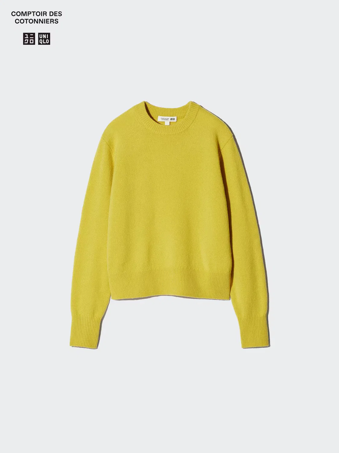 Свитер Uniqlo, из овечьей шерсти с круглым вырезом, кремовый — фото 4
