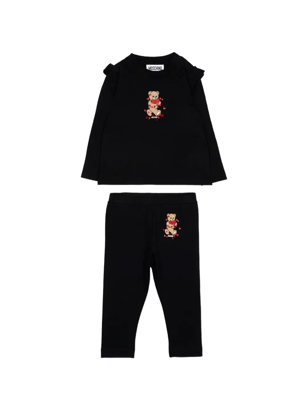 Спортивный костюм с оборками Teddy Bear Moschino Kids, черный