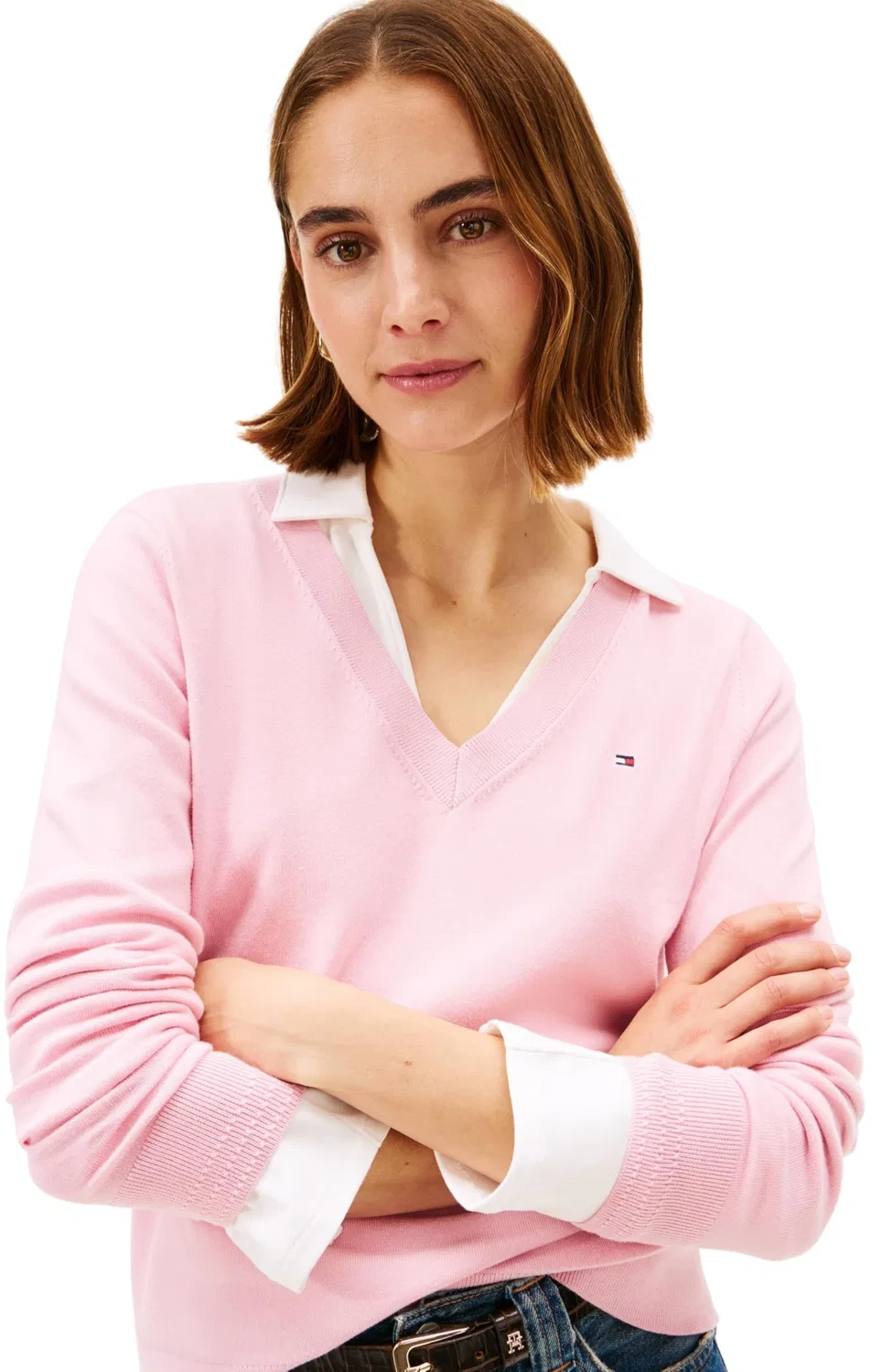 Женский джемпер с V-образным вырезом Tommy Hilfiger, Bonita Pink — фото 4