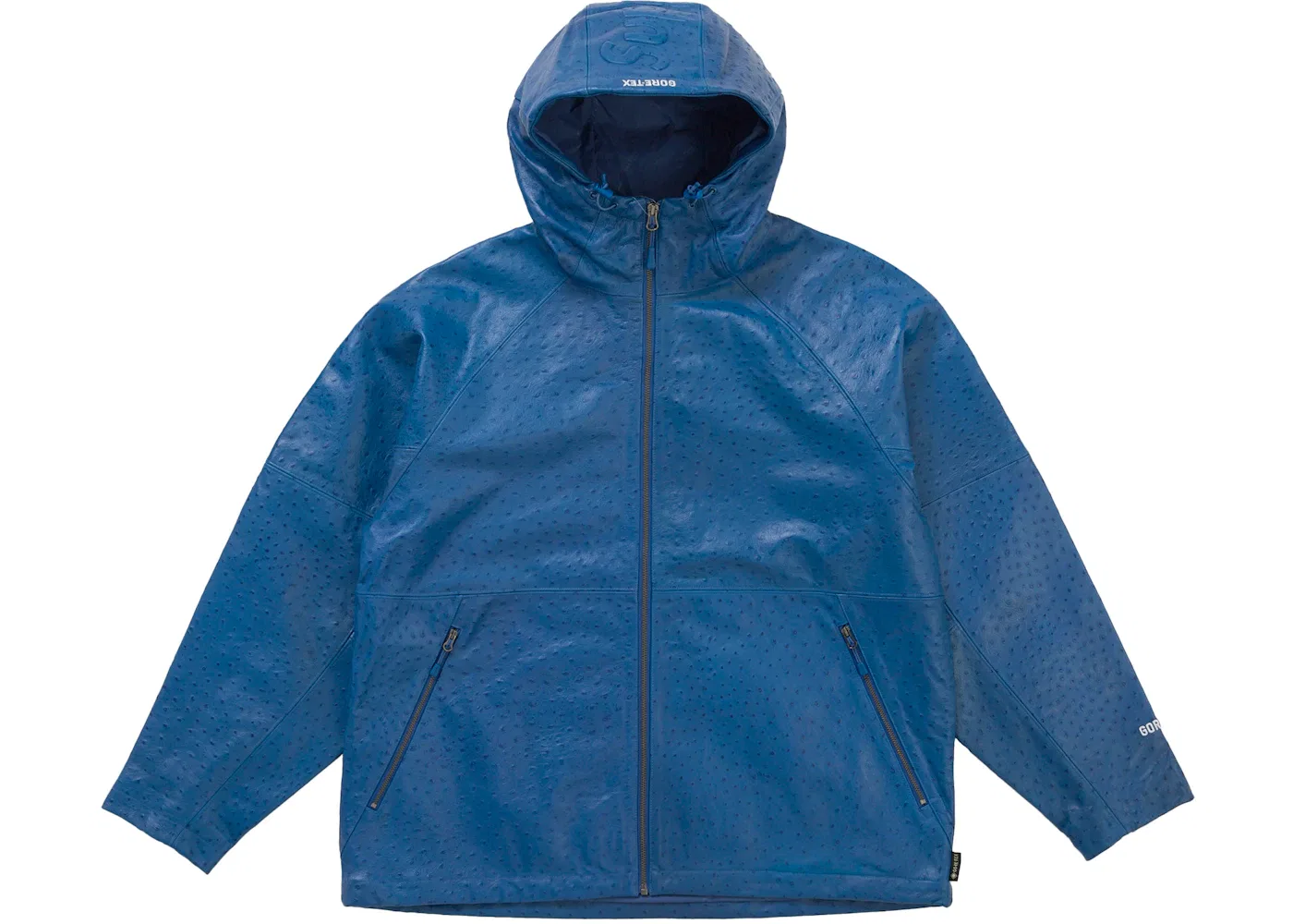 Мужская куртка с принтом Supreme GORE-TEX Ostrich Embosssed Leather Jacket, Blue