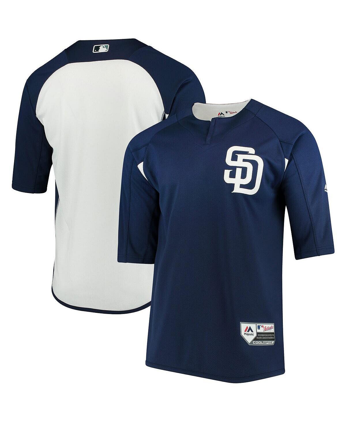 

Мужская темно-синяя и белая тренировочная майка san diego padres authentic collection on-field с 3 и 4 рукавами Majestic, мульти