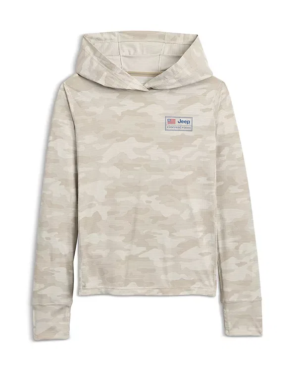 Детская толстовка с капюшоном с принтом Jeep Sun Tech Hoodie Tee Vineyard Vines, Camo