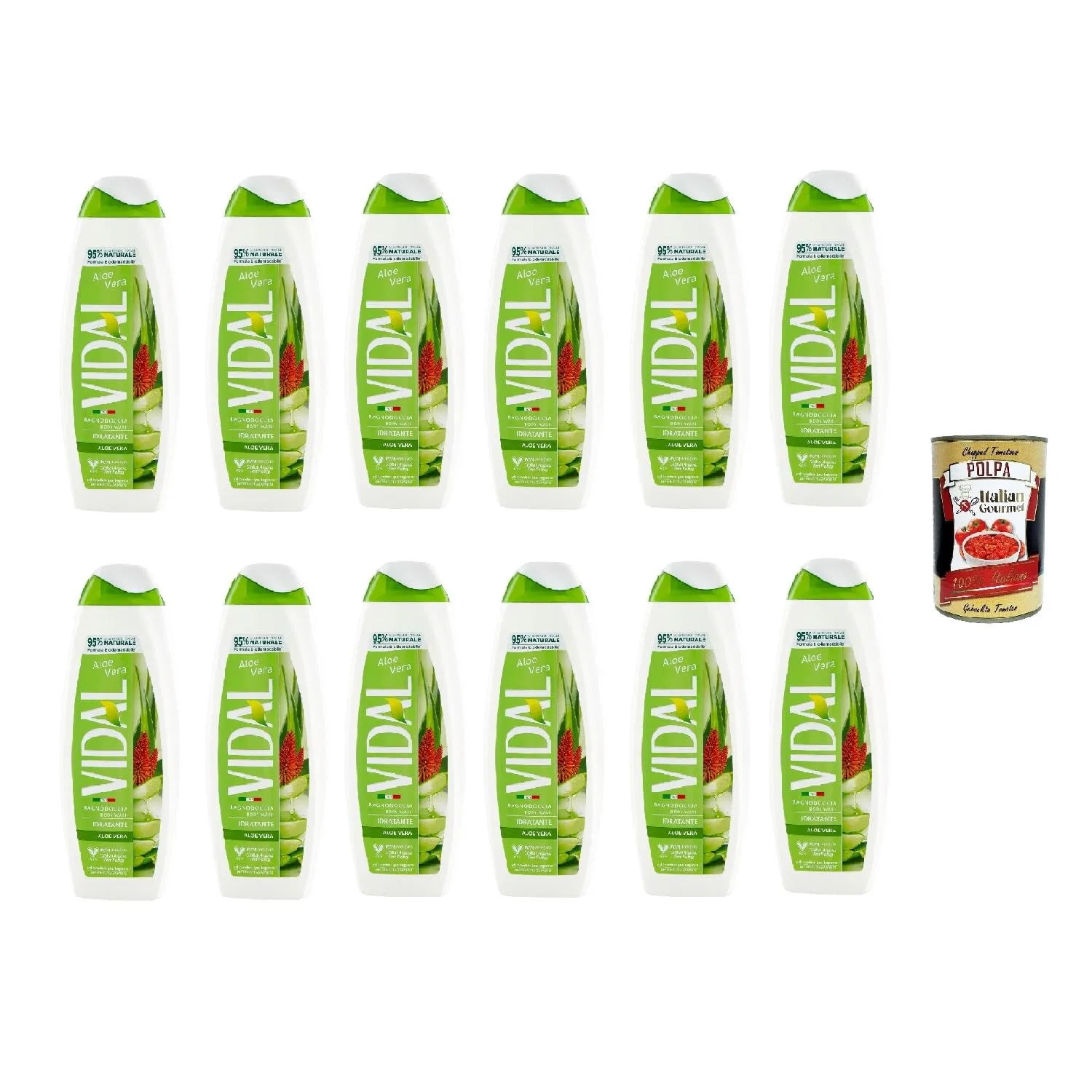 Гель для душа Aloe Vera Italian Gourmet E.R., набор 12 x 500 мл + томатная мякоть 400 г