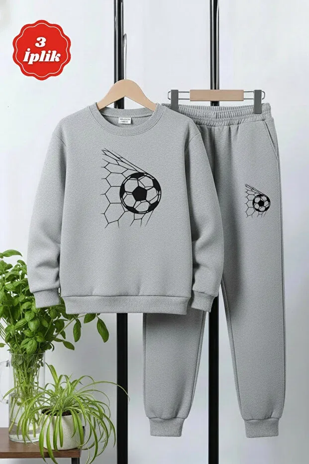 Детский спортивный костюм для мальчиков с принтом Fyk Kids, Gray-Black-Navy Blue — фото 3