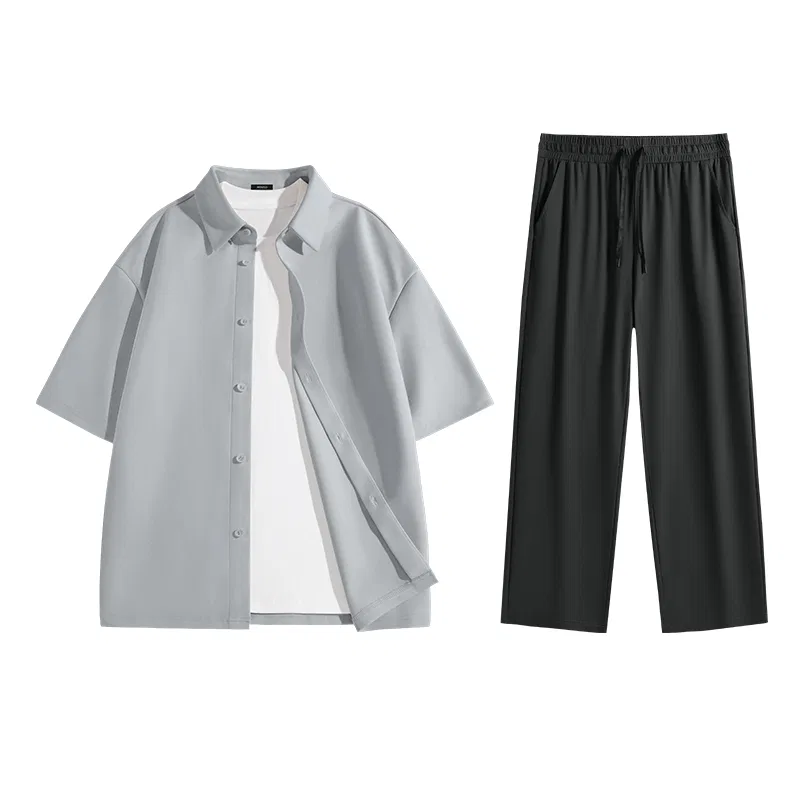 Детский комплект рубашек из шелка льда MINISO, Light Gray+Black