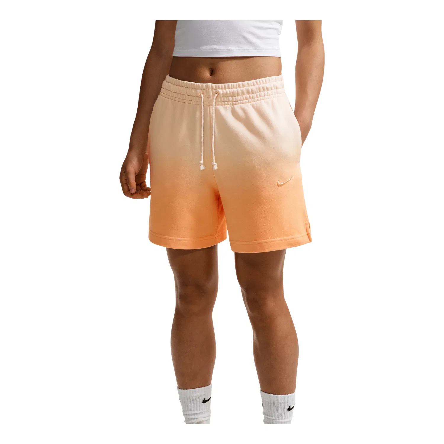 Женские шорты Nike Sportswear Phoenix Fleece с завышенной талией Chalk Ice Peach, оранжевый