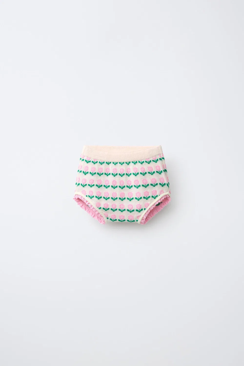 Трусы из жаккардовой вязки с цветочным узором ZARA, Ecru