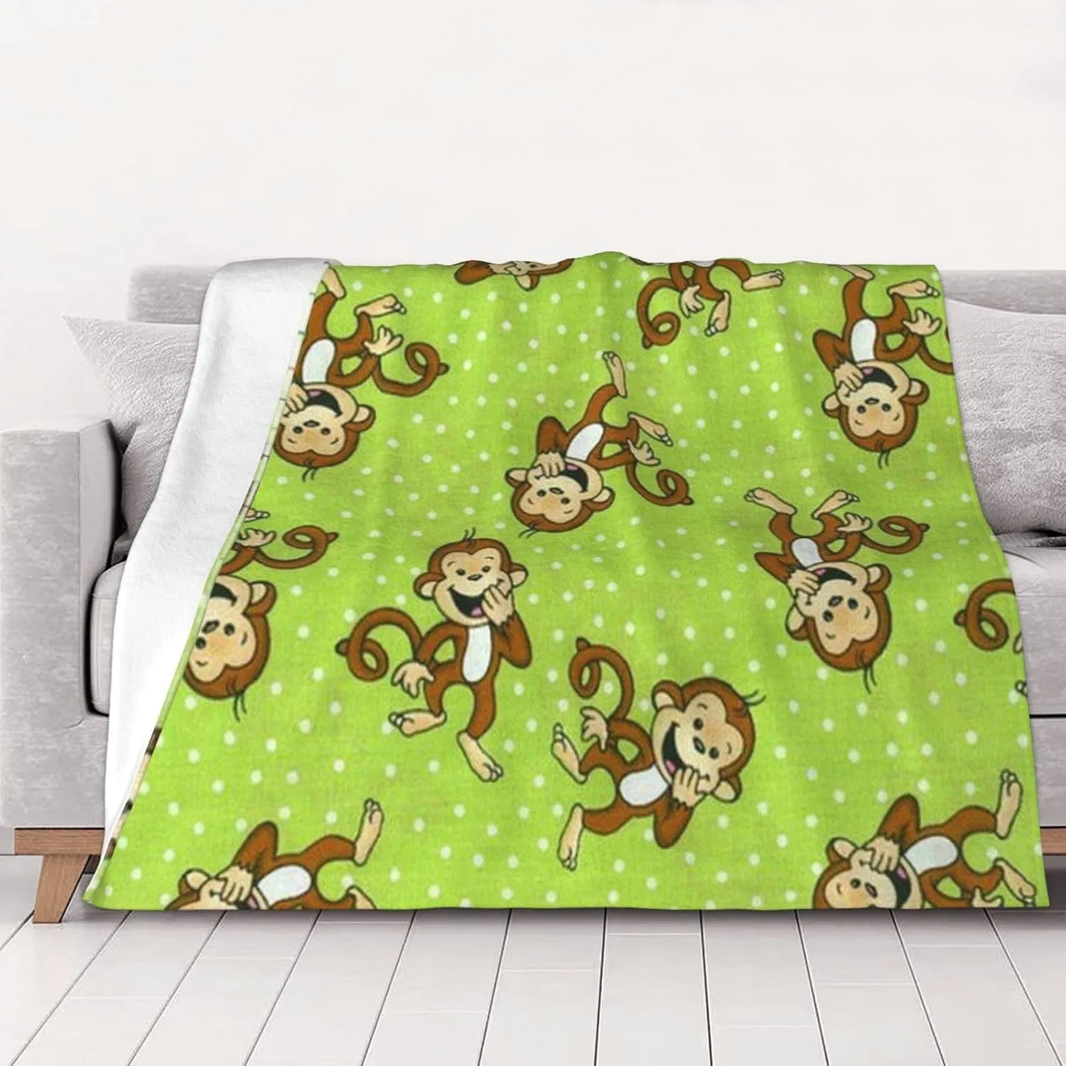 Фланелевое полотенце LAMAME, Green Clever Monkey, 102x76 см
