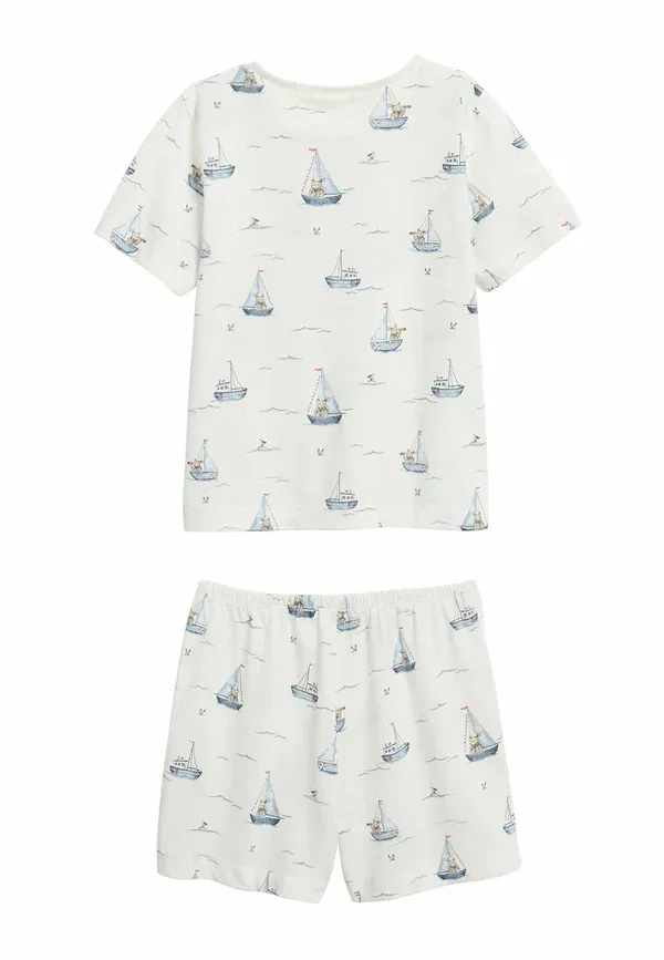 Пижамный набор с принтом парусника Sailing boat-themed pyjama unisex set Newbie off-white, белый — фото 2