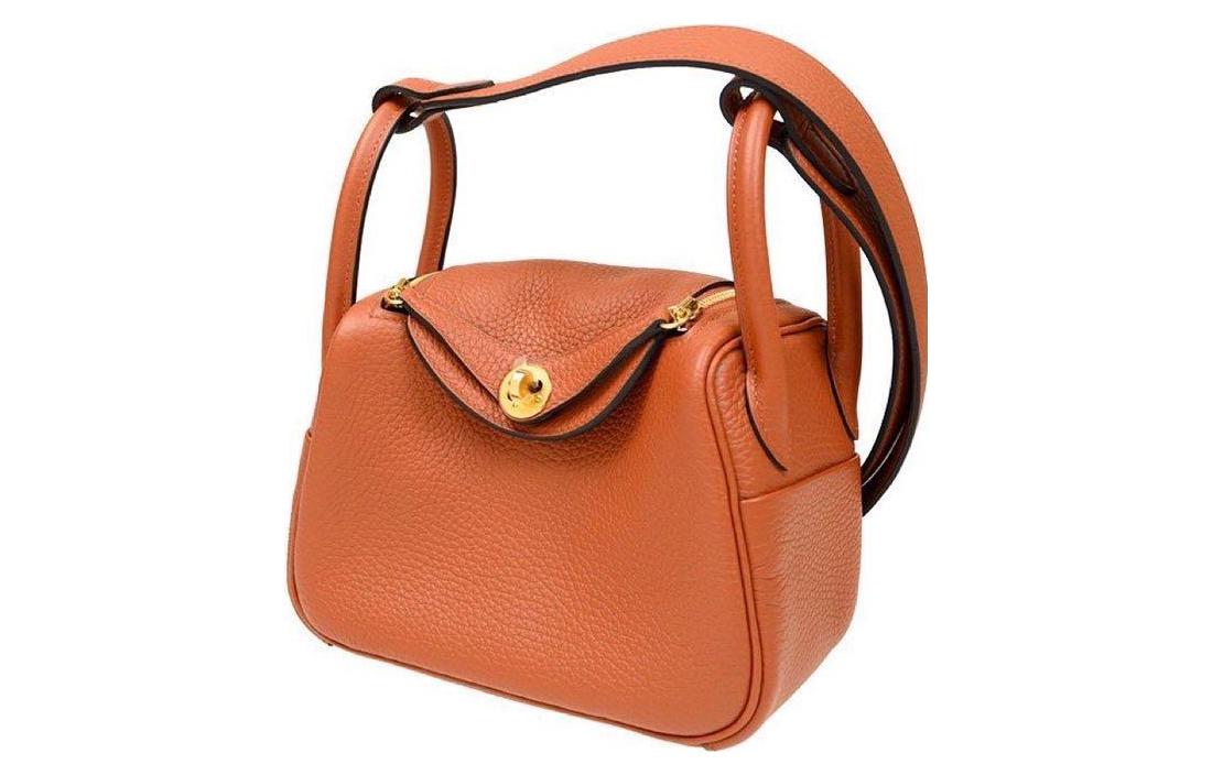 HERMES Сумка Lindy Taurillon Clemence Cow Leather 19 женская 93 Orange — фото 4