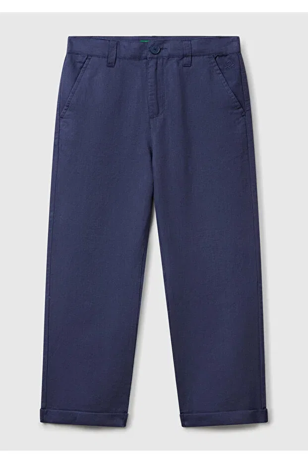 Детские брюки для мальчиков льняные United Colors Of Benetton, Navy Blue