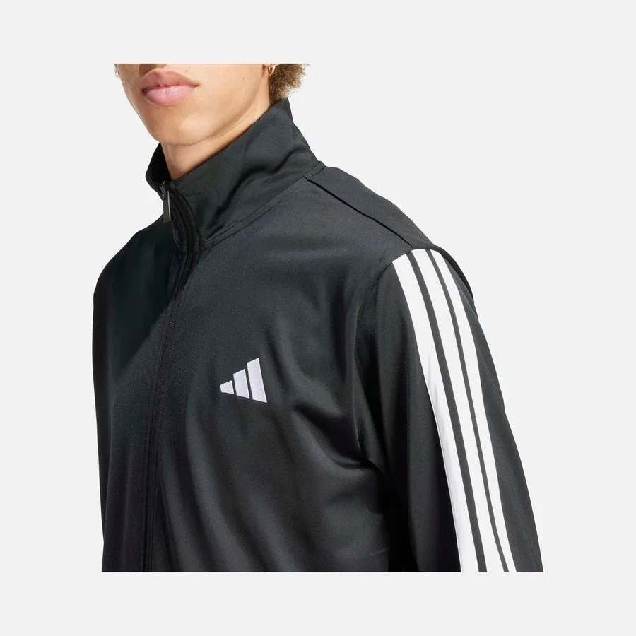 Костюм спортивный с длинным рукавом, модель Sportswear Basic 3-Stripes Tricot Regular Fit With Mid Rise Full-Zip, adidas, Черный — фото 4