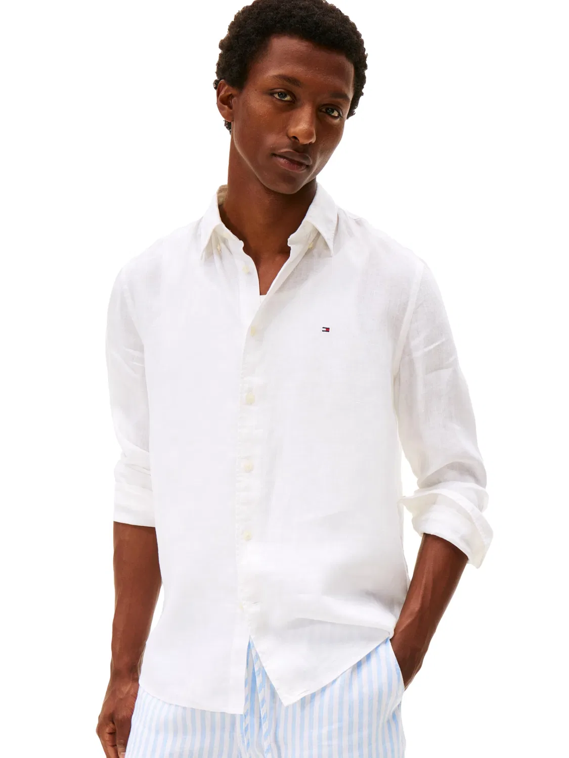 Мужская рубашка с длинным рукавом из льна Tommy Hilfiger, White/Opulento Garden