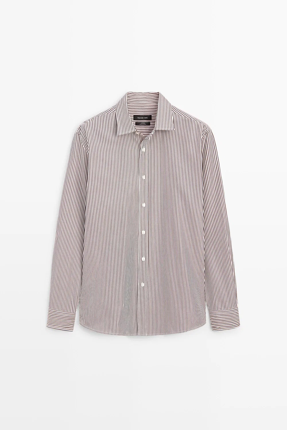 Рубашка Massimo Dutti 100% Cotton Regular Fit Striped, зеленый — фото 2