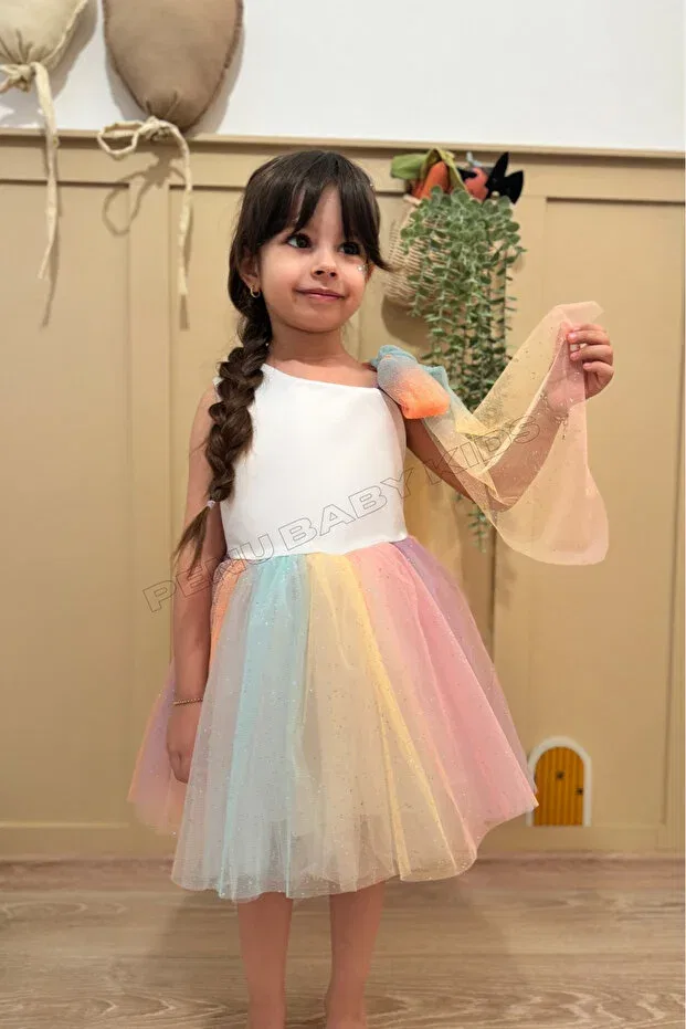 Детское платье для девочек с одним плечом Penu Baby Kids, White — фото 2