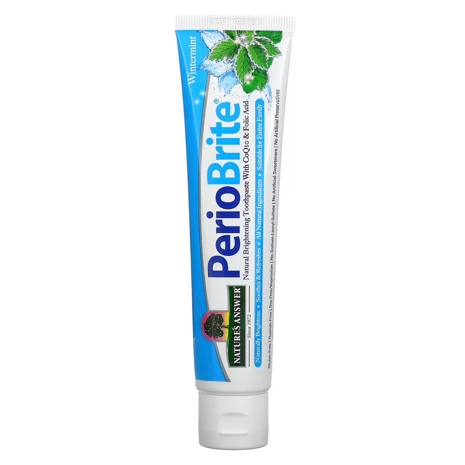 

Nature's Answer, PerioBrite, натуральная отбеливающая зубная паста с коэнзимом Q10 и фолиевой кислотой, корица и мята, 113,4 г (4 унции)