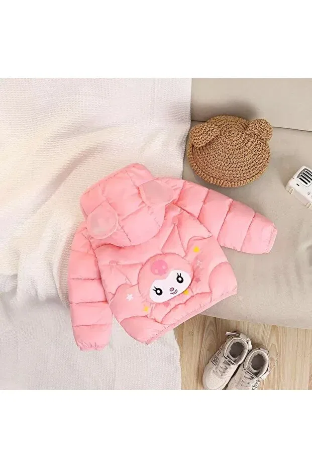 Детское зимнее пальто для девочек с принтом Kuromi Lighted Puffer Jacket Melisam.Msg, Pink — фото 2