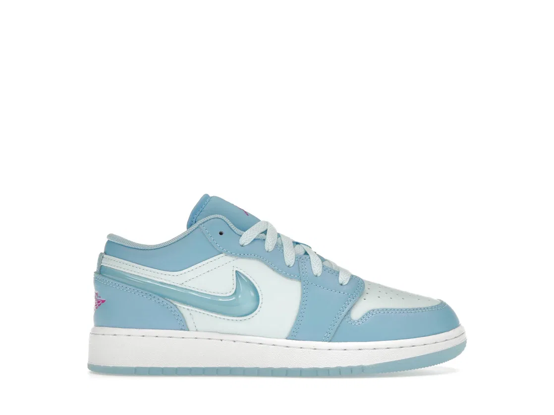 Детские кроссовки с перфорированным носком Jordan 1 Low SE Aquarius Blue (GS) Jordan, Aquarius Blue/Glacier Blue/Hyper Violet/Aquarius Blue