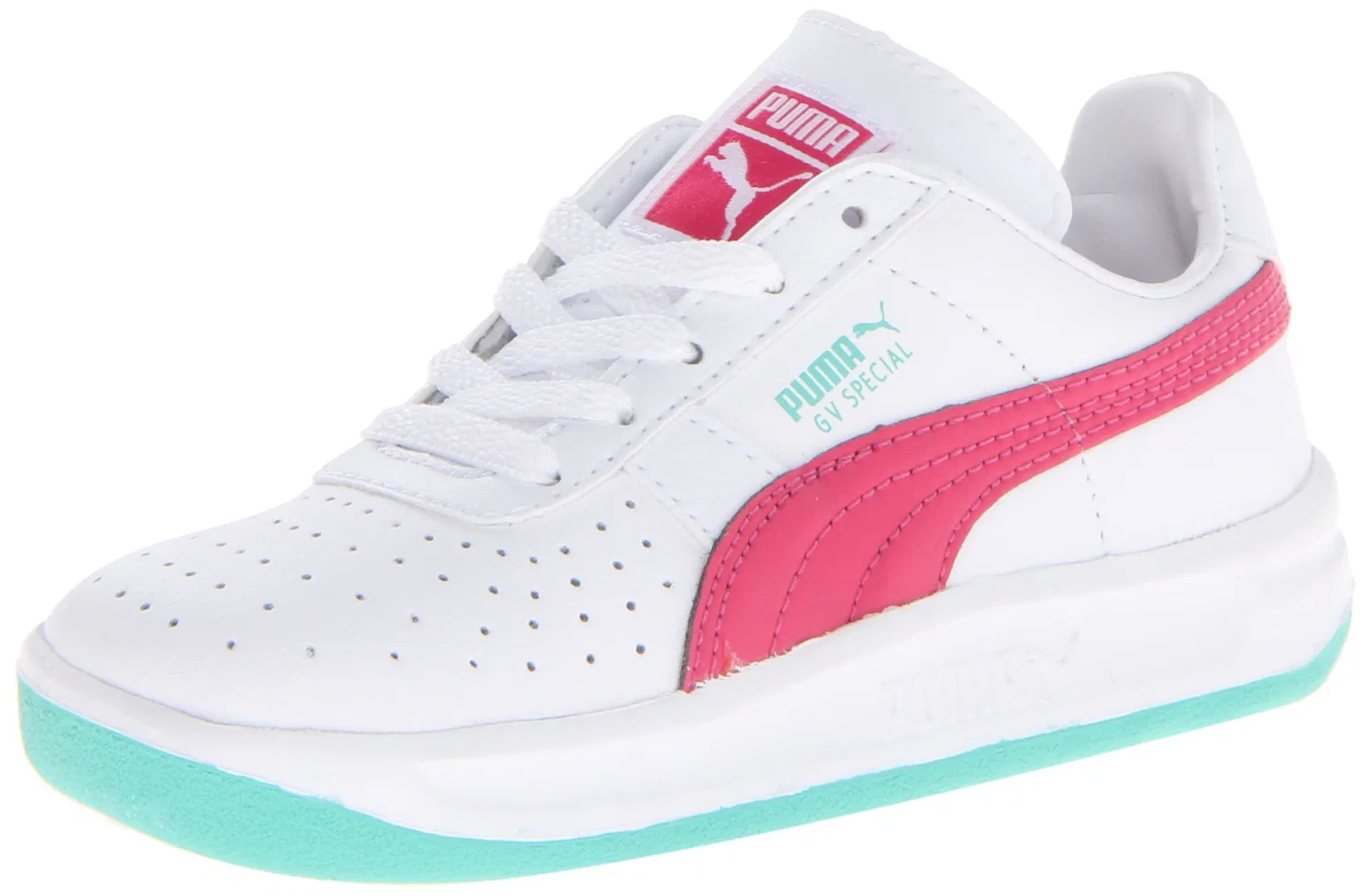 Детские кроссовки для девочек с контрастными цветами PUMA Speciale GV, Bianco Barbabietola Viola Verde Elettrico