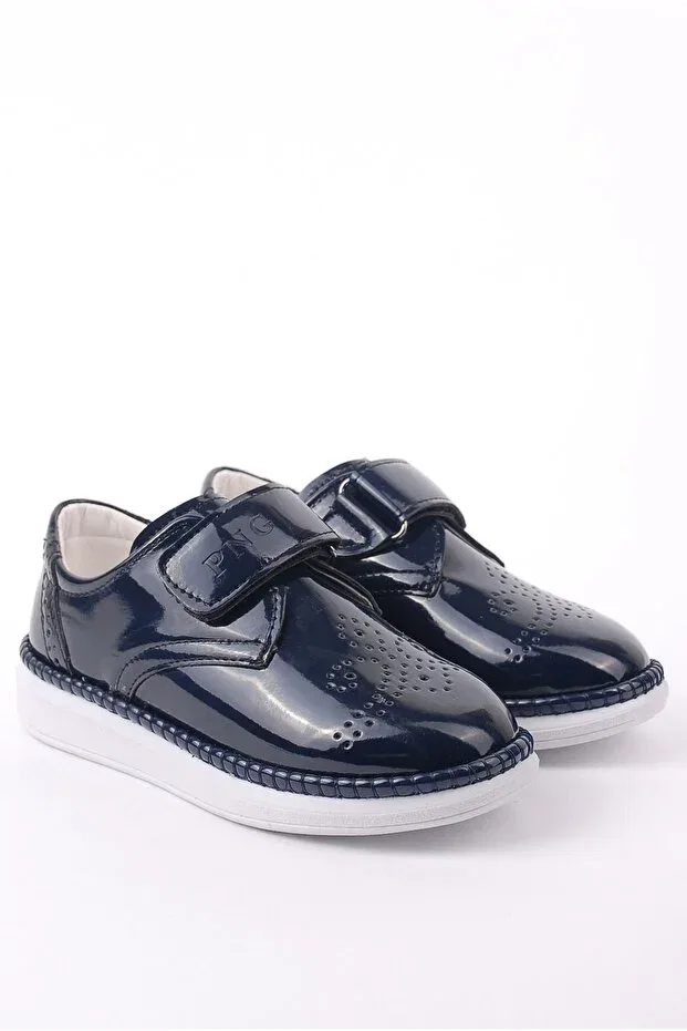 Детские туфли для мальчиков из лаковой кожи Pingu, Navy Blue