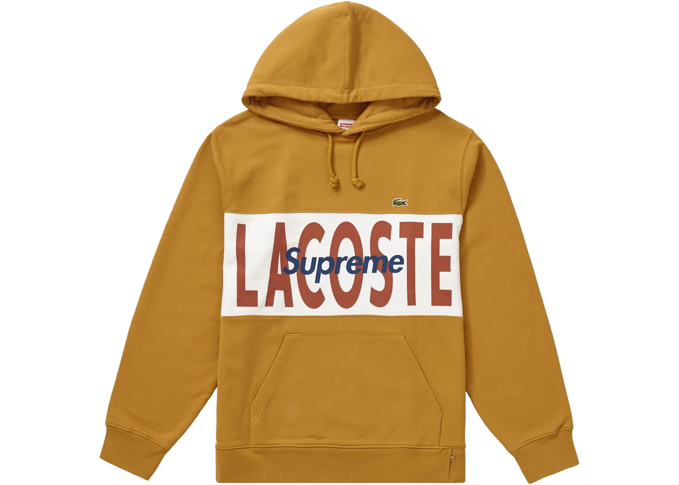 Мужской худи с принтом Supreme LACOSTE Logo Panel Hooded Sweatshirt, Gold