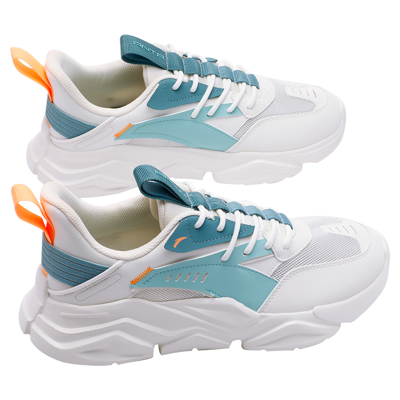 Anta Life Collection Противоскользящие Поддерживающие Легкие Полувысокие Беговые Кроссовки Мужские Бело-Голубые, Цвет: Слоновая Кость/Речной Голубой/Шелковый Сине-Зеленый — фото 4