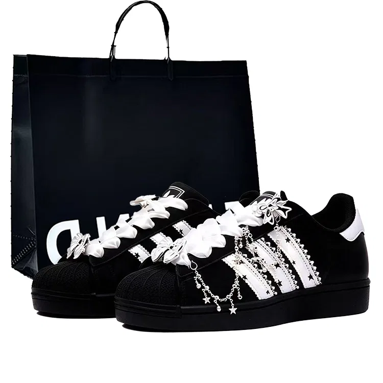 Детские кеды для мальчиков и девочек с принтом Superstar 2, Adidas Originals, Black