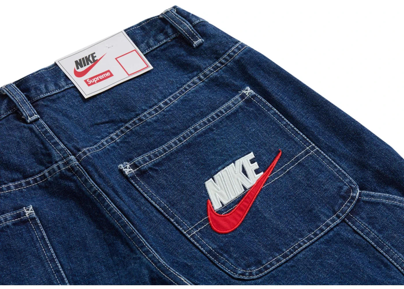 Мужские джинсовые шорты с принтом Supreme Nike Short, Indigo — фото 3