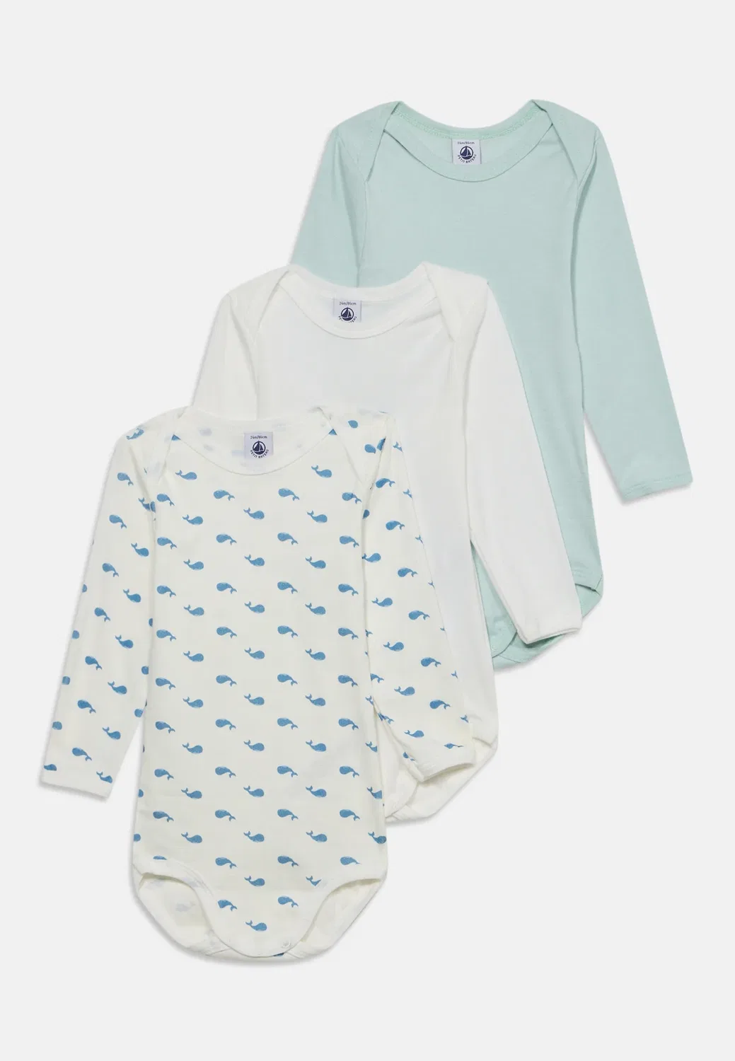 Bebe debout 3 pack унисекс - боди Petit Bateau, Green/White