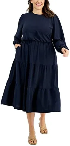 Женское платье миди с ярусами Generic, Dark Blue