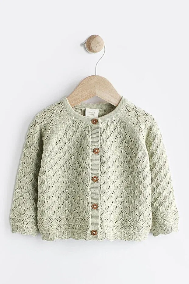 Детский кардиган для девочек хлопковый Next Baby, Sage Green
