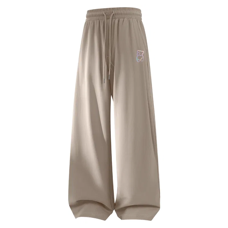 Детские брюки свободного кроя из легкого льда с шелковой текстурой B Dazzling Color Bear Pants Label MINISO, Sand