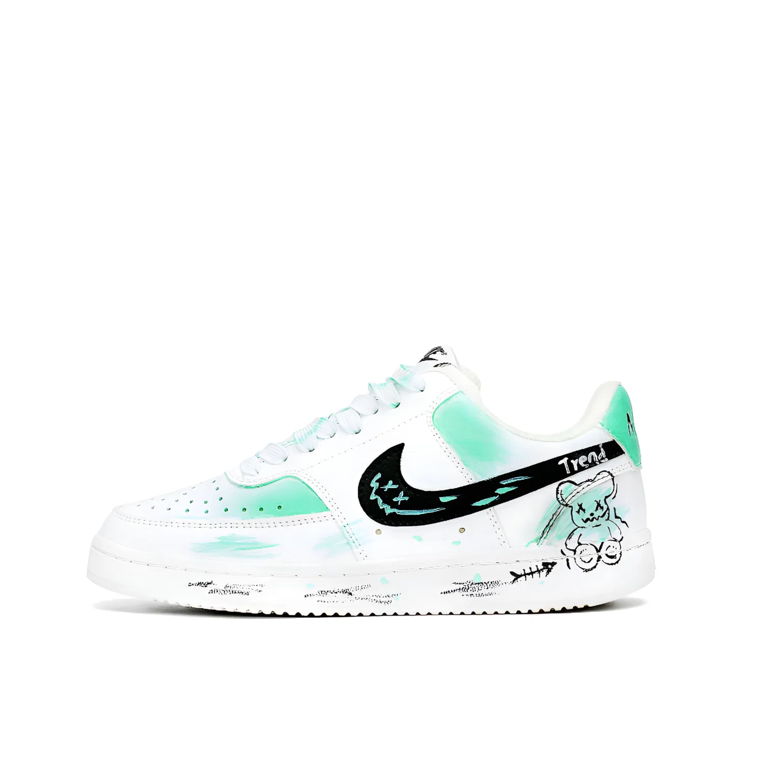 Кроссовки скейтбордические детские с граффити Nike Court Vision 1, Mint Green — фото 3