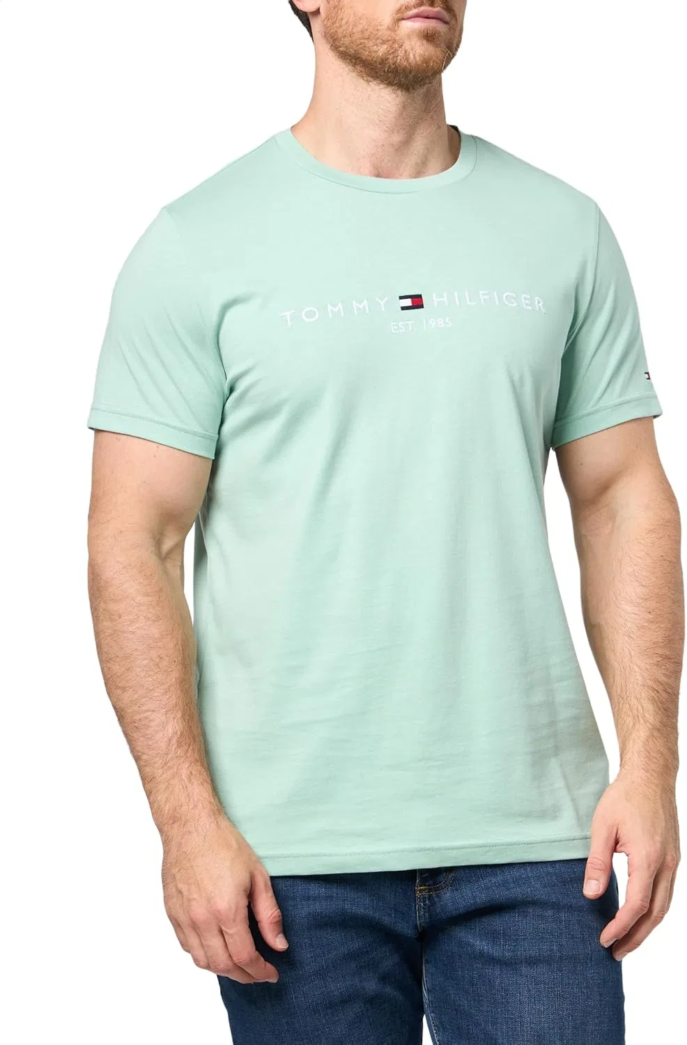 Мужская футболка с вышитым логотипом Tommy Hilfiger, Crushed Mint — фото 3