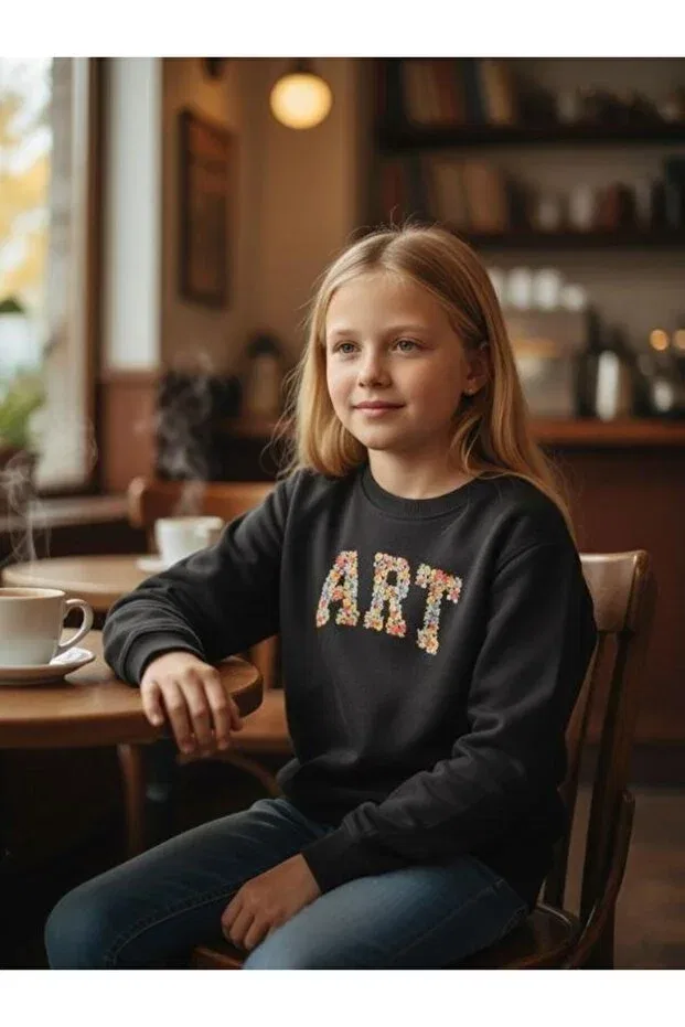 Детские свитшот для девочек с принтом Zekids, Black — фото 3