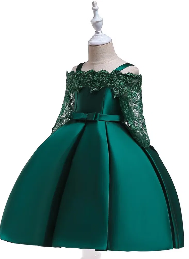 Платье нарядное атласное детское Best Gift Fashion, зеленый — фото 2