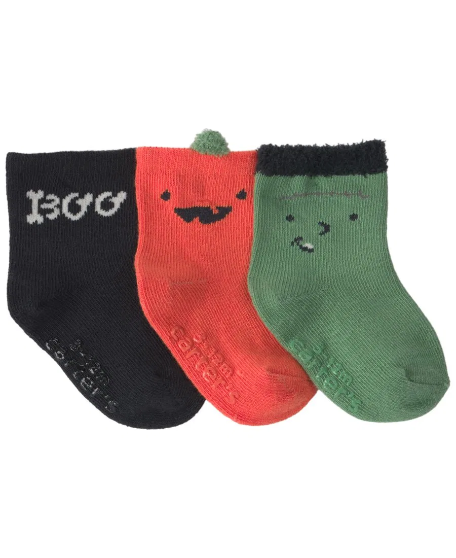 Комплект детских пинеток с хэллоуинским принтом Carters, Green/Black/Orange