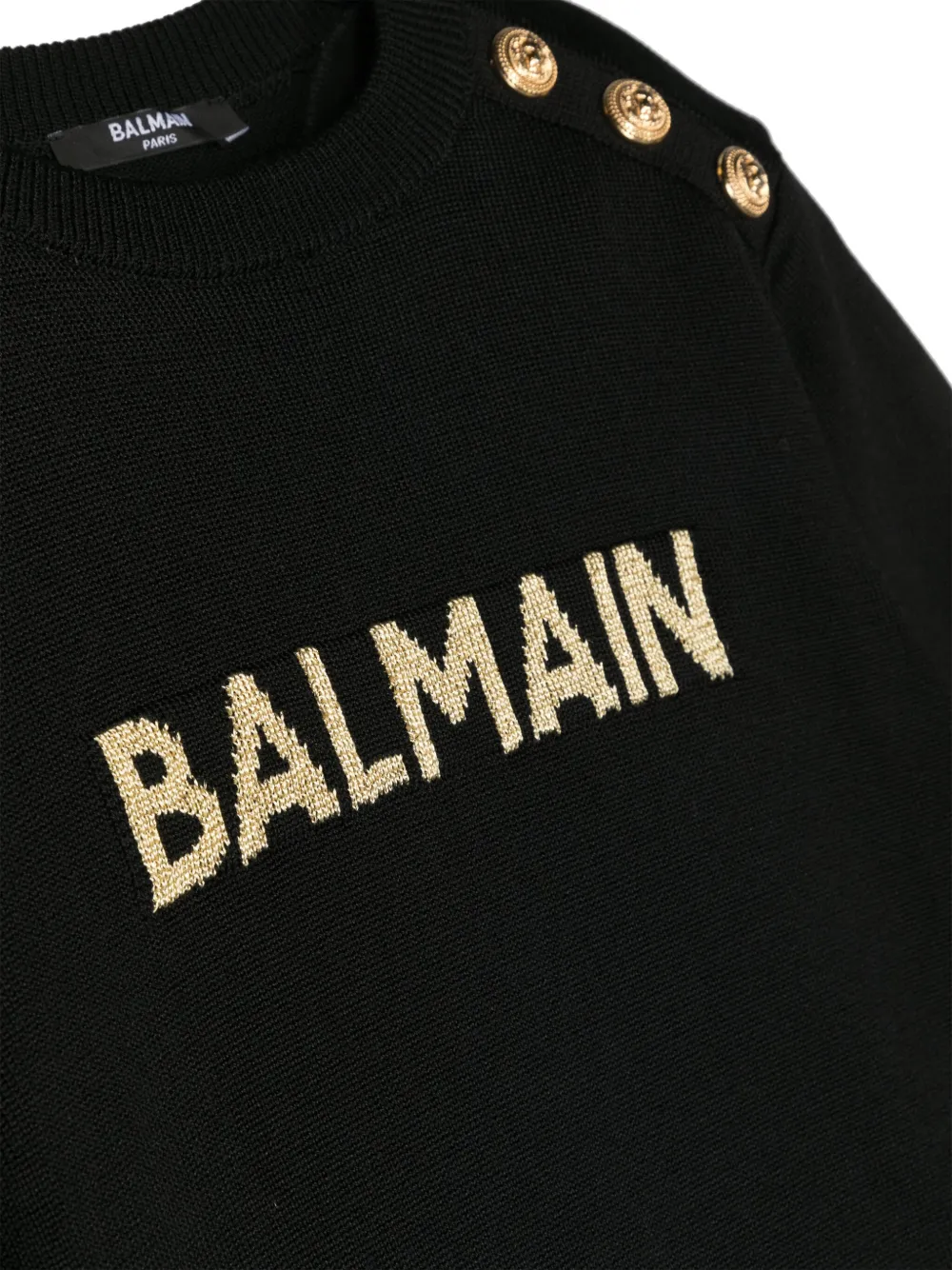 Джемпер с тиснеными пуговицами и нашивкой-логотипом Balmain Kids, черный — фото 3