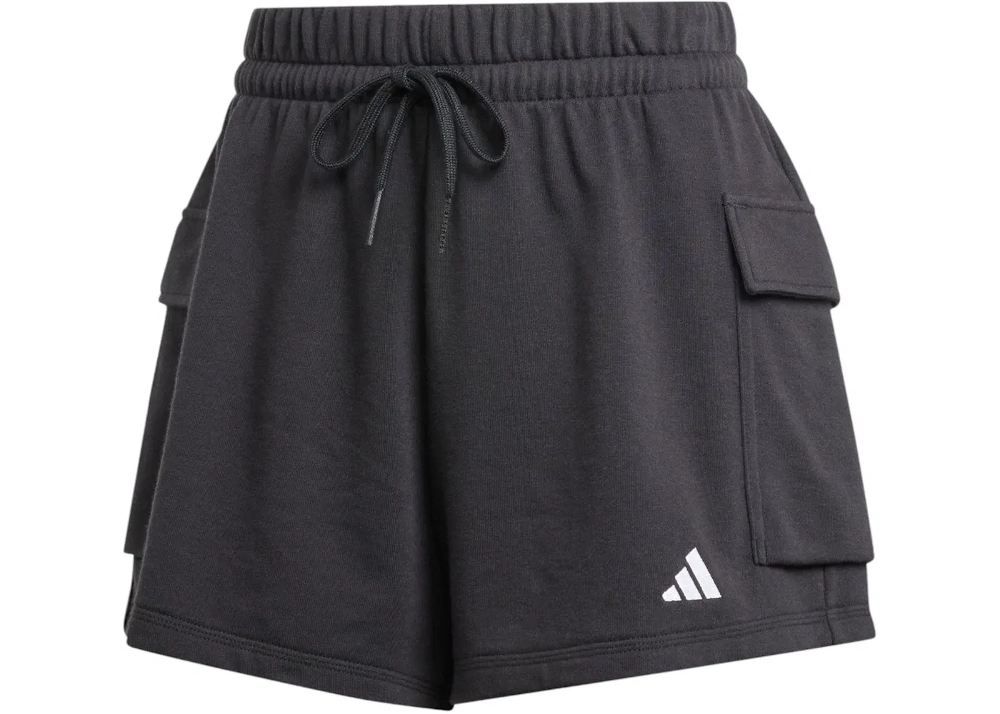 Женские шорты с логотипом из французского футера Adidas, Black/White