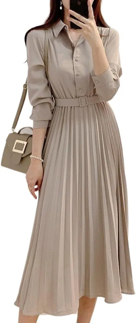 Женское платье миди с запахом A-Line, Apricot