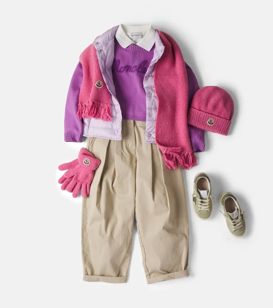 Свитер из шерсти и кашемира с логотипом Moncler Enfant, фиолетовый — фото 2