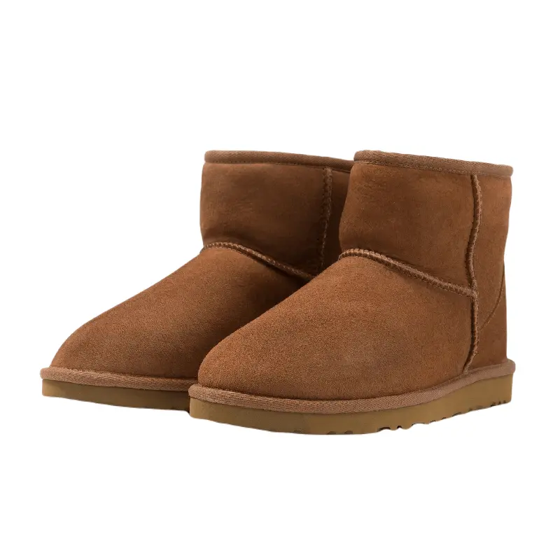 Угги мужские UGG Classic Mini зимние кожаные, коричневый — фото 3