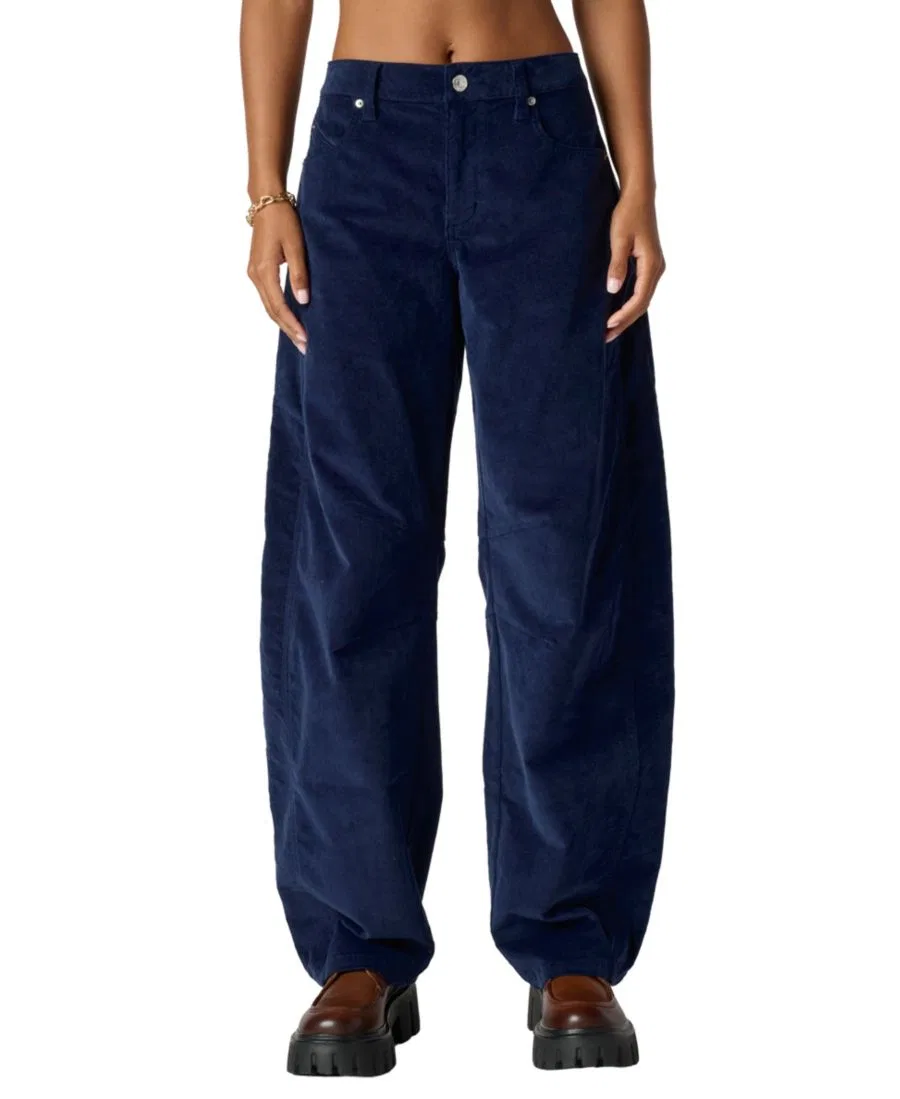 Брюки barrel-leg из stretch-вельвета FLORENCE BY MILLS, Navy
