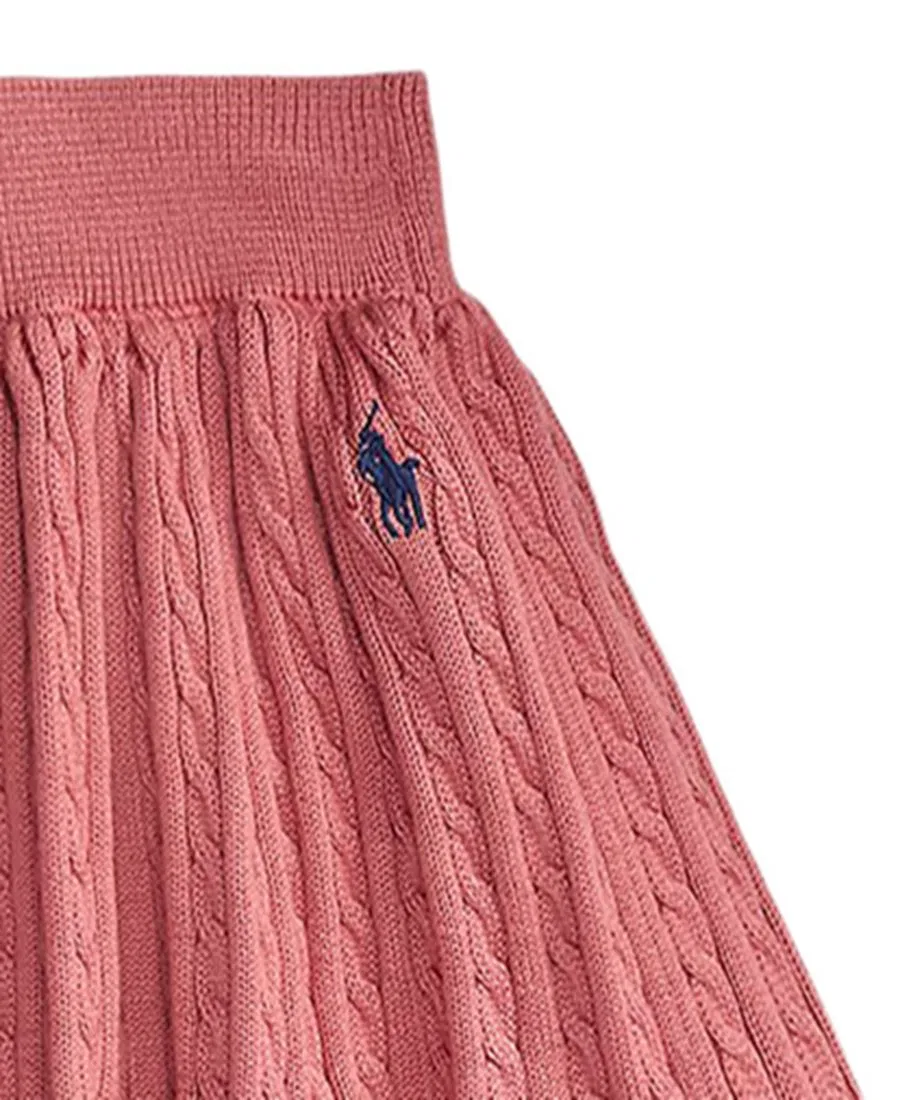 Юбка из хлопка с ярусным кроем и мини-косичкой Mini-Cable Tiered Polo Ralph Lauren, Canvas Pink — фото 3