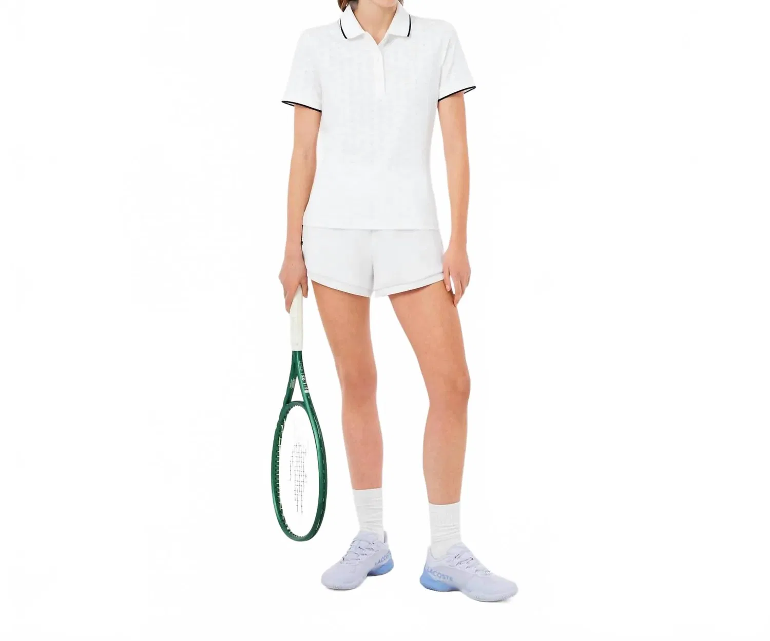 Женское поло с коротким рукавом и воротником Technical Jersey Polo Lacoste, White — фото 2