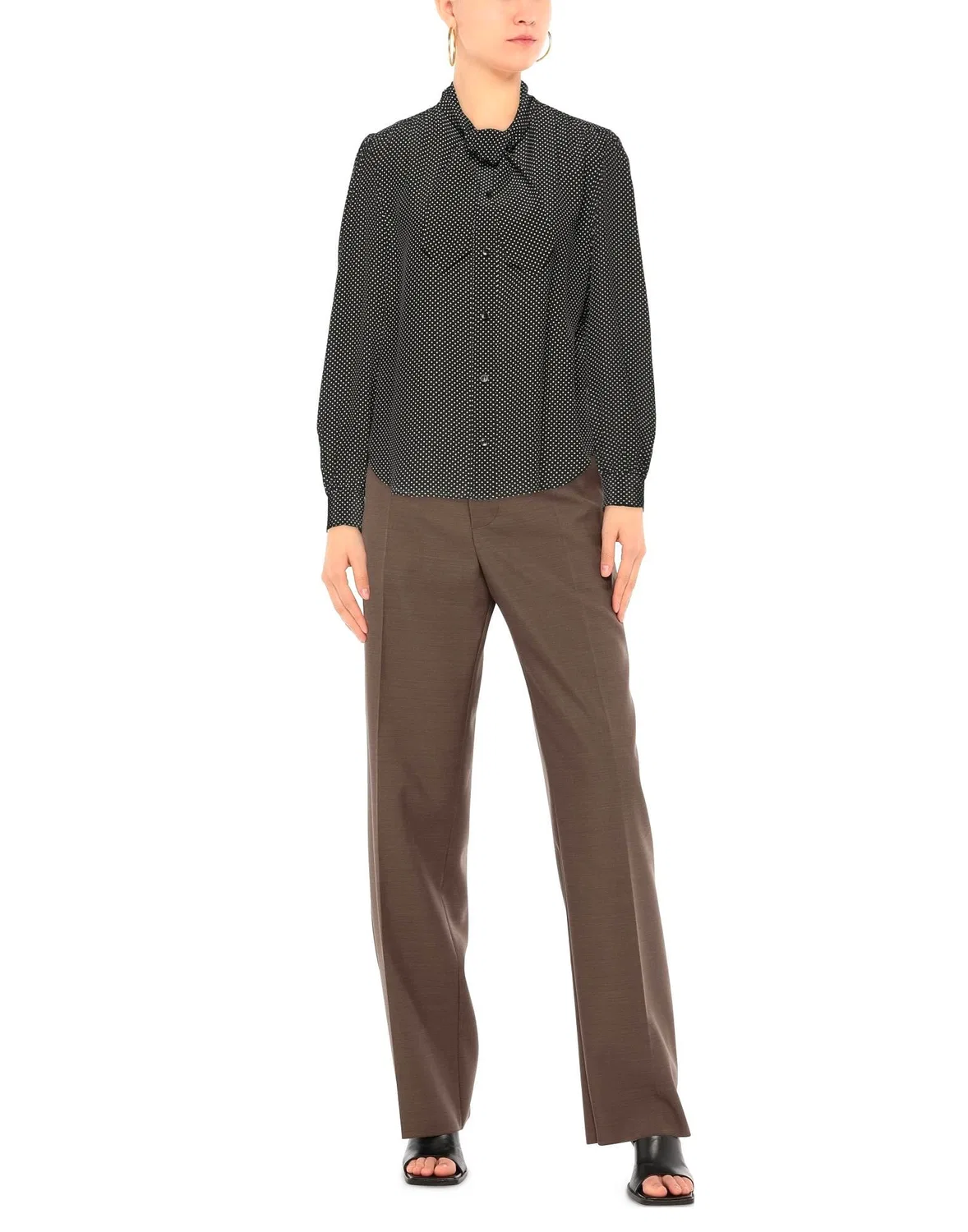 Женская блуза с бантом из шелка Bow Shirt Saint Laurent, черный — фото 2