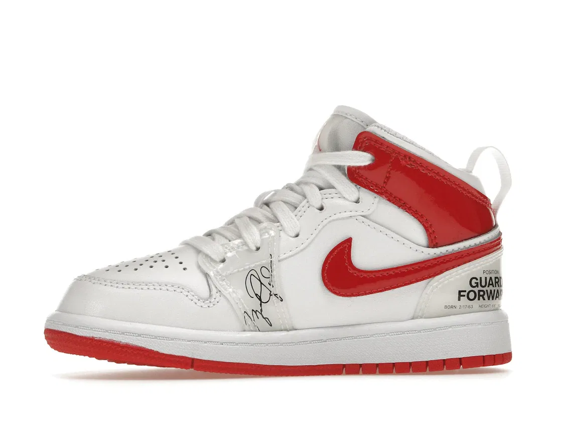 Детские кроссовки для мальчиков с принтом Jordan 1 Mid Rookie Season Jordan, White University Red — фото 3