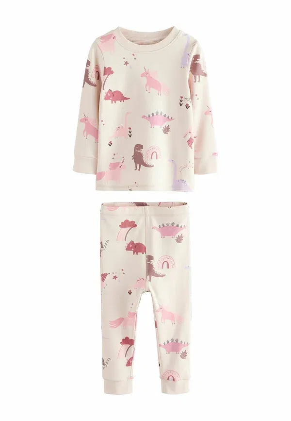 Комплект пижам из трех предметов Regular fit dino snuggle pyjamas Next pink cream, розовый — фото 4